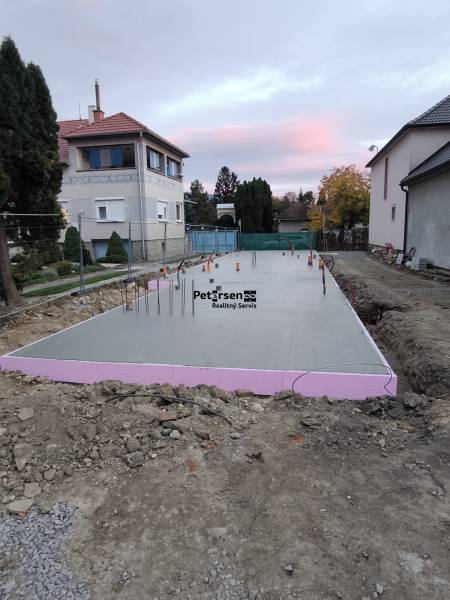 Construction site in Topoľčianky on Litoměřická Street, the foundation slab of a future 2-room apartment.