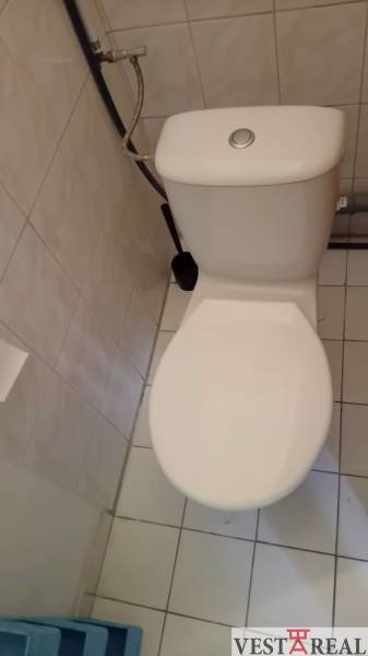 Toilet with tiles and cladding, in the interior of warehouses and halls.