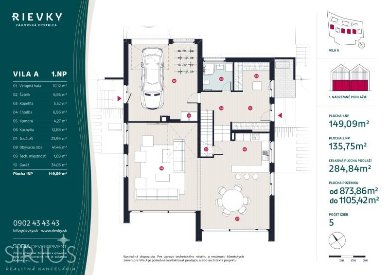 The floor plan shows the arrangement of rooms and spaces in a family house with a wooden decor floor.