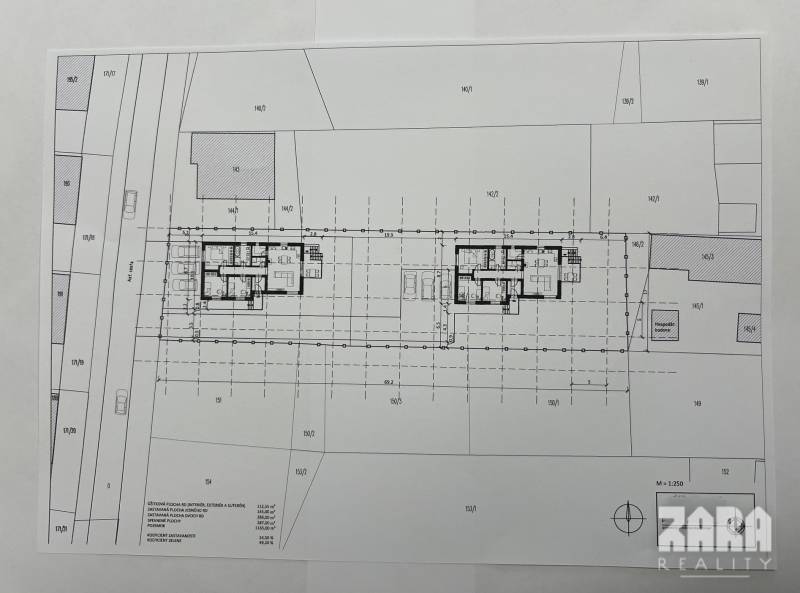 Project of two houses on residential plots in Nováčany, showing the situation of the parcels.