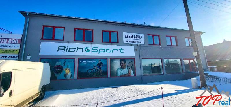 Offices on Osloboditeľov in Košice - Barca district, with signs Rich Sport.