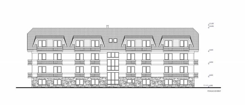 Building design with balconies, suitable for living, project Veľká Lomnica.