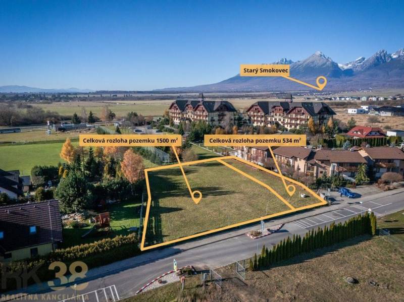Residential plots in Veľká Lomnica with a view of the High Tatras.