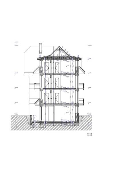 Building plan for residential building in Veľká Lomnica, vertical section, Plots - residential.