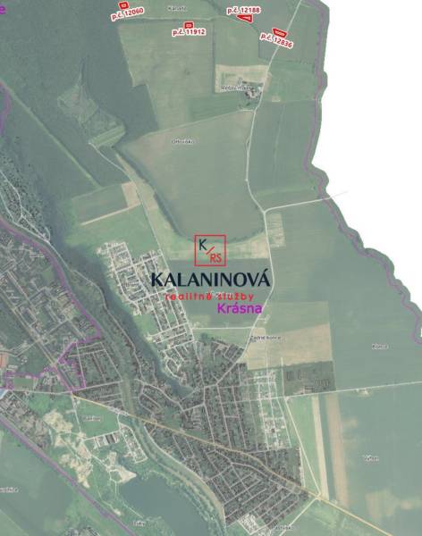 Aerial view of commercial land plots in Košice, Krásna district.