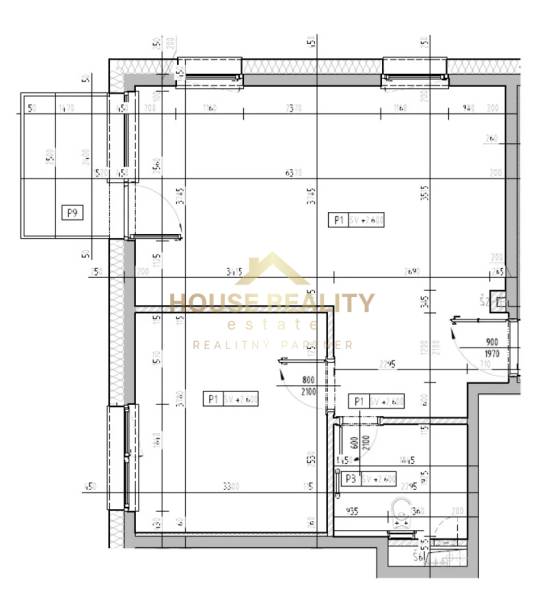Floor plan of a 2-room apartment with detailed dimensions and orientation of doors and windows.