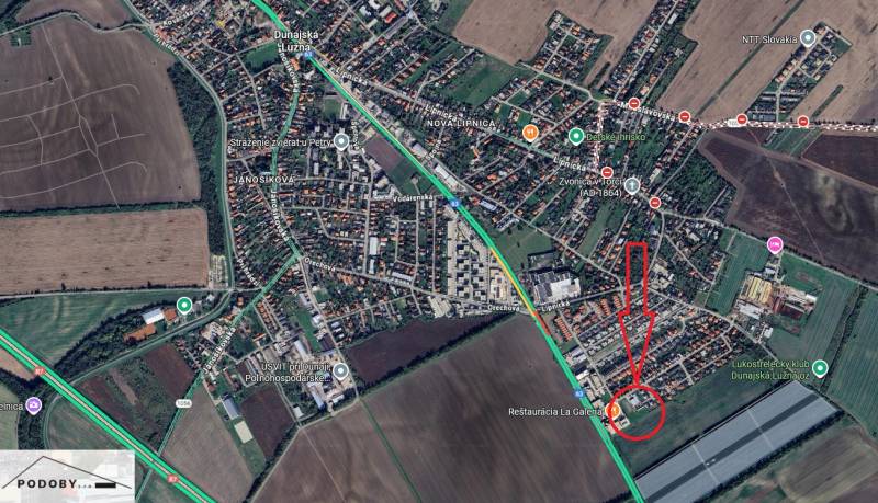 Aerial map of commercial lands - in Dunajská Lužná on Lipová Street.