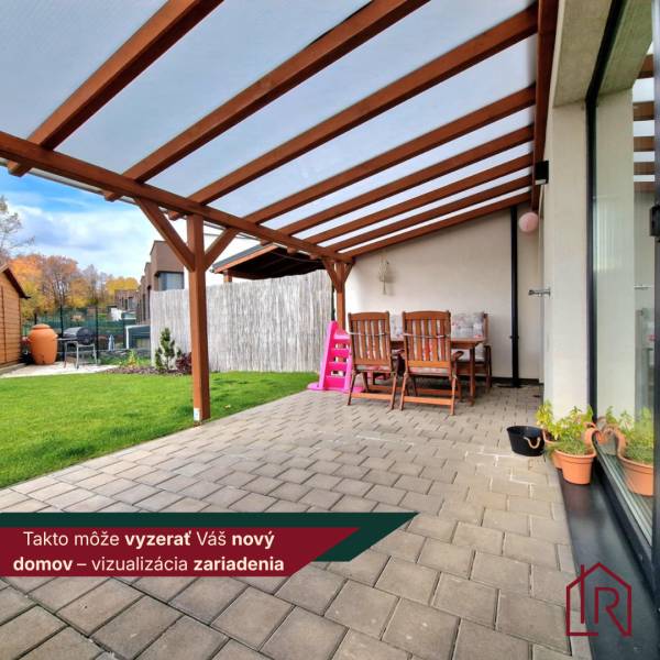 Pergola on the terrace of a 3-room apartment in Košice, Lorinčík district, Pod Hájmi Street.