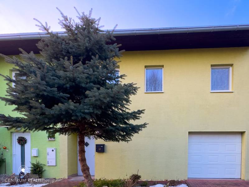 A family house in Hamuliakovo on Hrabova Street with a tree in front of the garage.