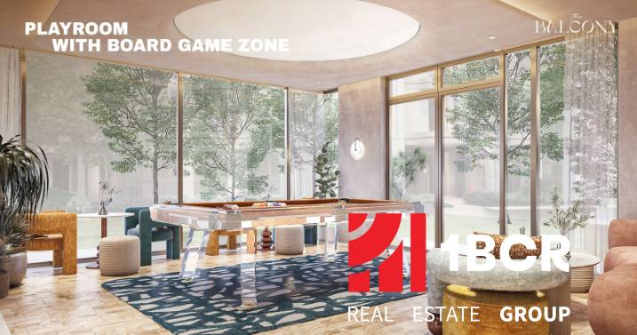 Playroom with a play area within the apartment construction, floor with a wooden decor.