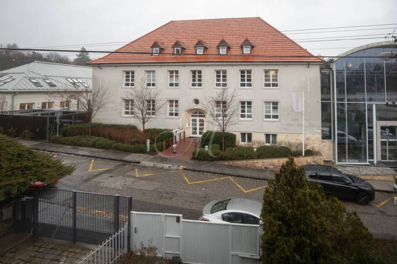 The building with a red roof on Úprkova Street in Bratislava - Ružinov.
