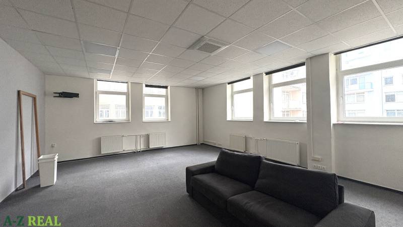 Offices with large windows, a sofa, and white walls, Bratislava - Ružinov, Trnavská cesta.