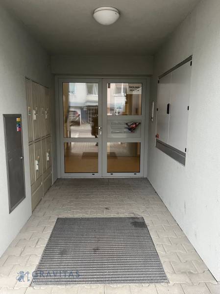 Entrance on Školská Street in Chorvátsky Grob, 2-room apartment, mailboxes.