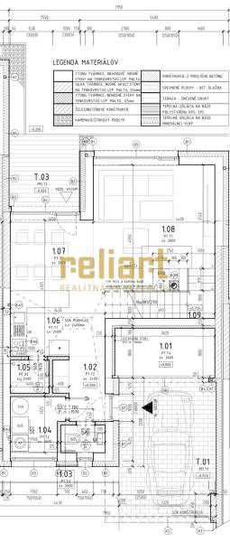Floor plan of a family house showing the layout and arrangement of individual rooms.