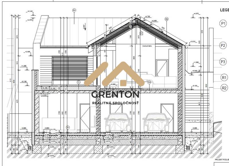 Architectural plan of a residential house, showing construction details for plots - housing.