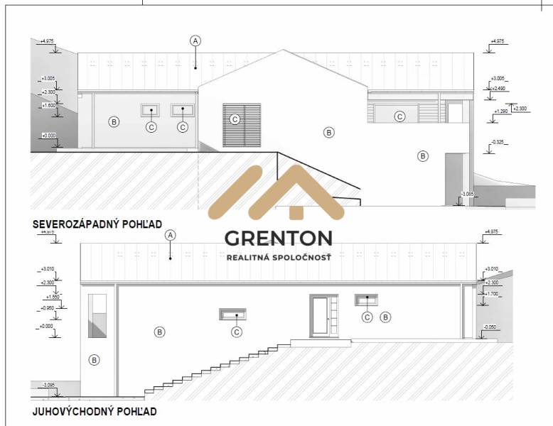 Building plans for plots - residential, showing northwest and southeast view.
