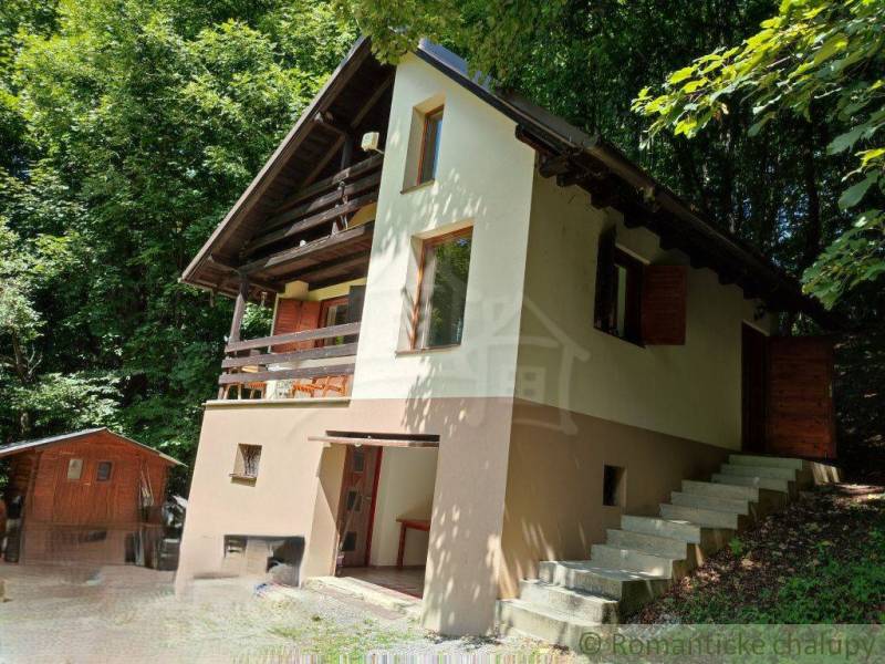 A family house in Mojtín surrounded by forest, with a terrace and a wooden garden house.