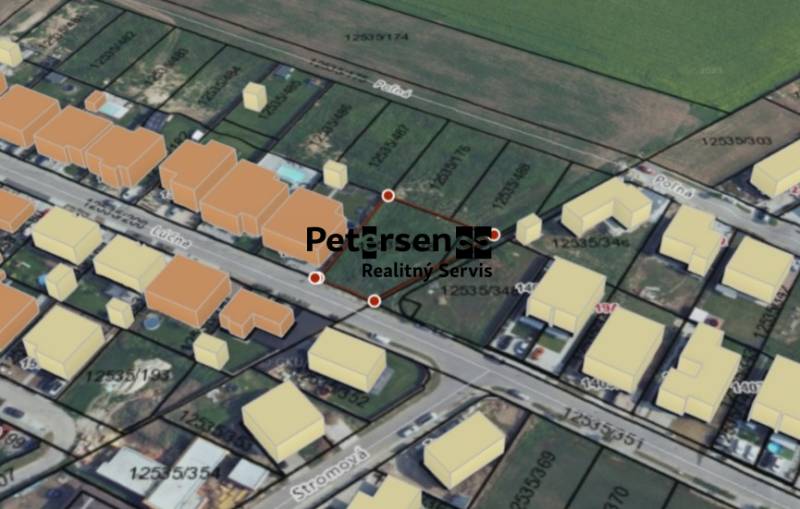 Aerial view of properties - housing on Lúčná Street in Cífer.