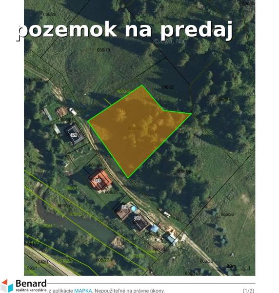 Land for sale in Litmanová, recreational plots surrounded by forest and close to houses.