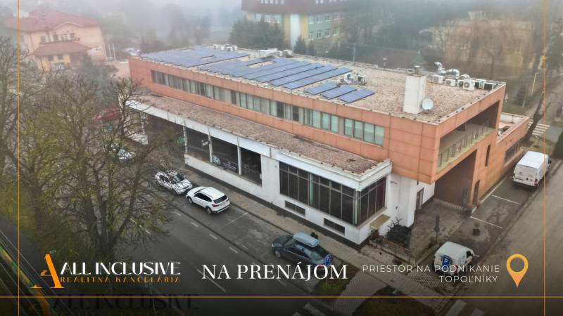 Office building for rent in the town of Topoľníky, with parking and solar panels.