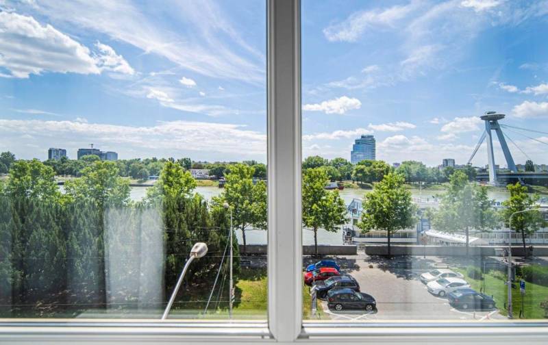 View from the window in a one-room apartment on Rázusovo Embankment in Bratislava - Old Town.