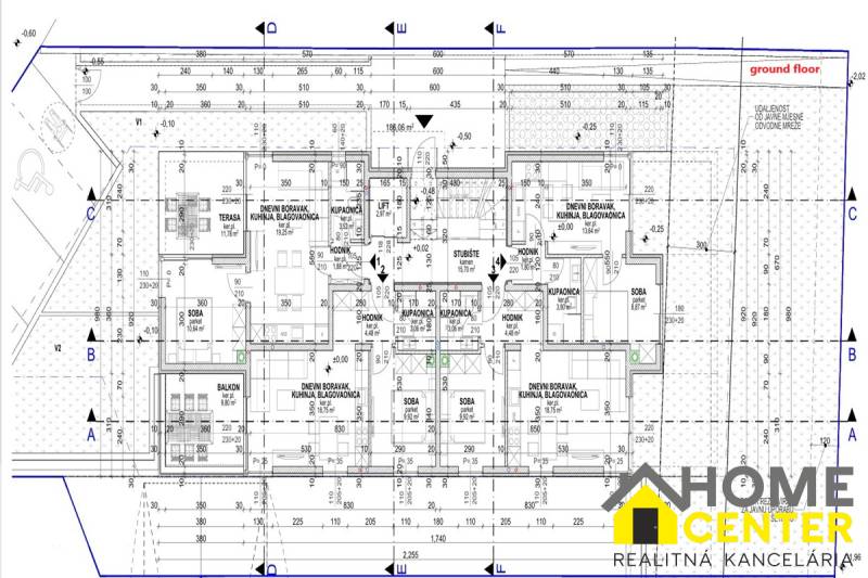 Architectural design of a recreational apartment with precise dimensions and interior layout.