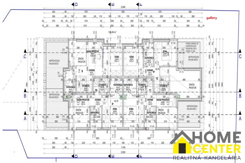 Architectural floor plan of the building with details of room layout and space dimensions.