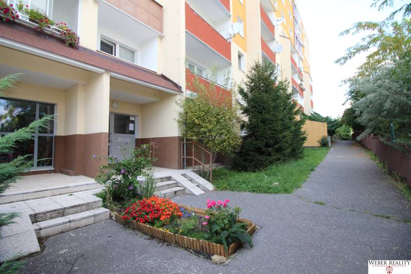 Entrance to the apartment complex on Hany Meličkovej Street in Bratislava - Karlova Ves.