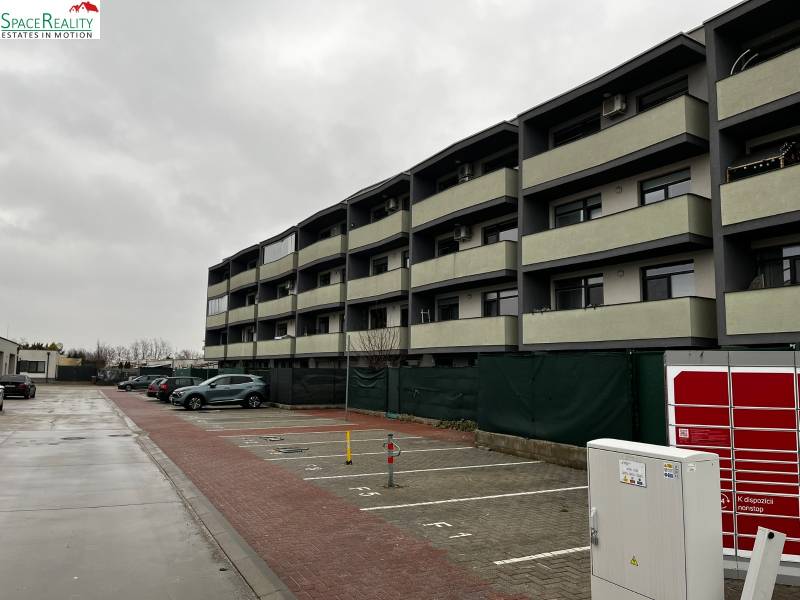 The exterior of a 2-room apartment on Holubej Street in Senec in cloudy weather.