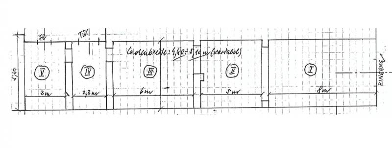 Floor plan of commercial spaces with room layout and dimensions in meters.