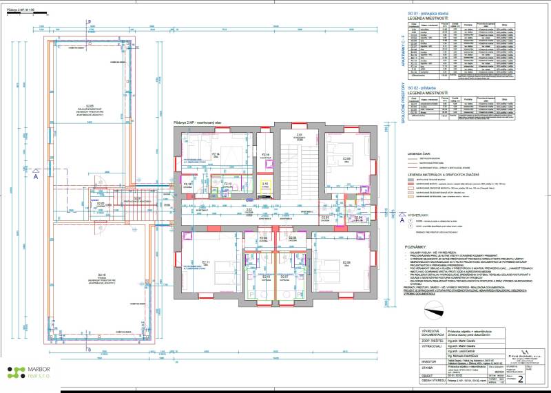 Floor plan of the planned building extension showing the layout of rooms and engineering networks.