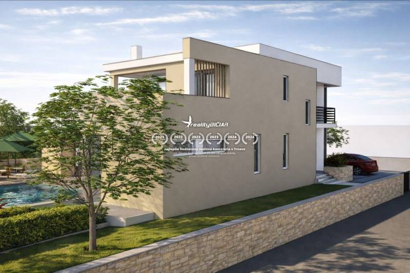 Two-story building with a pool on residential plots in Ljubač, Ljubač Street.