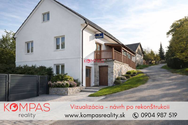 White house with stone details and garden, Vígľašská Huta-Kalinka, commercial premises.