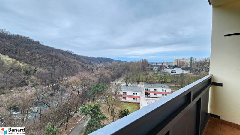 View of greenery and housing estate from the balcony in Košice, Nad jazerom district, Rovníková.