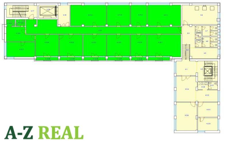 Floor plan of offices with room labels on Stará Vajnorská in Bratislava - Nové Mesto.