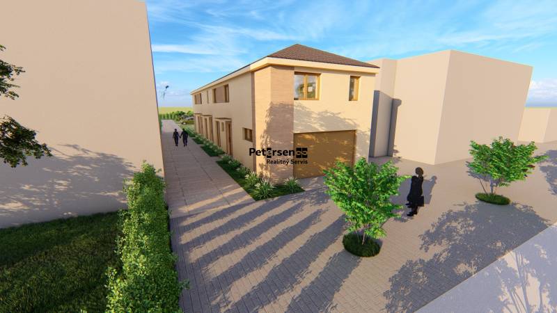 A two-story building with a road on Litoměřická Street in Topoľčianky, surrounded by trees.