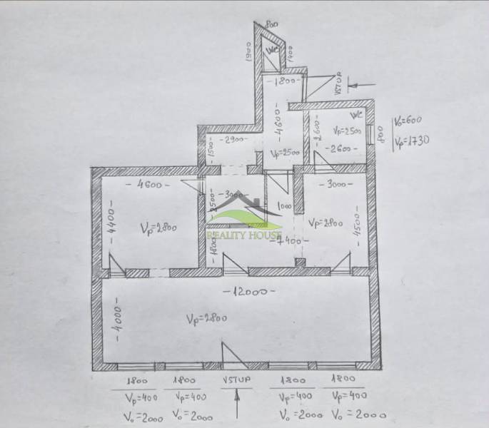 Floor plan of commercial spaces shows various rooms with dimensions and entrances.