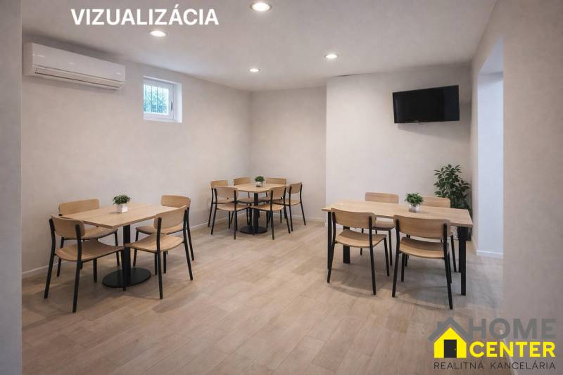 A simple interior of gastro spaces with wooden tables and a wooden decor floor.