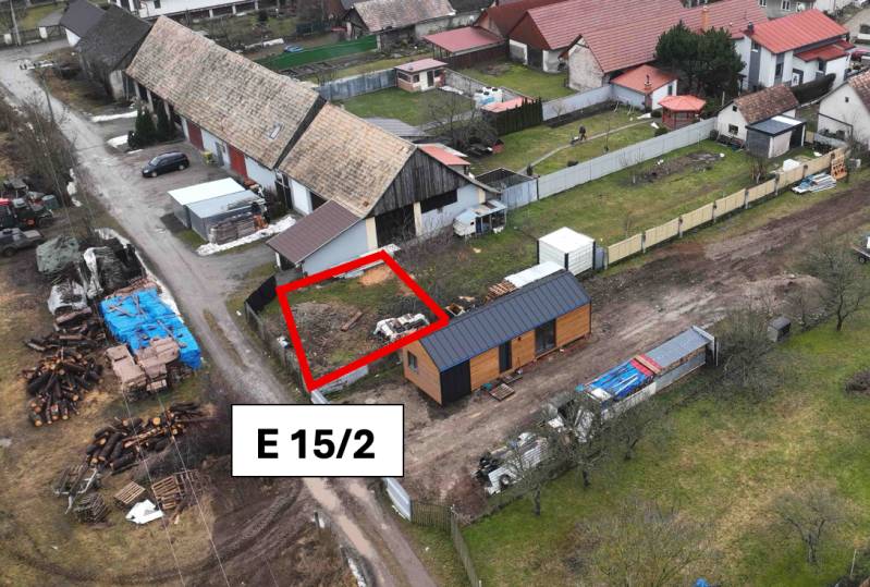 Aerial view of the gardens in Kláštor pod Znievom with the marked plot E 15/2.