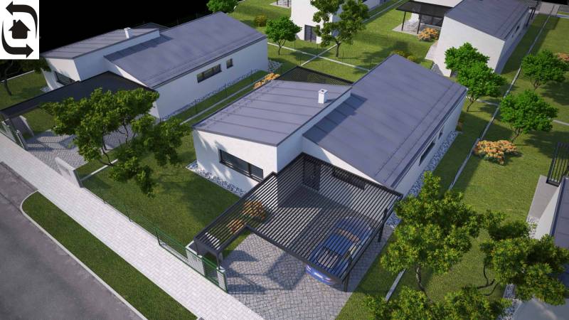 Plots - living in Kalinkovo with greenery, modern buildings, and parking spaces.