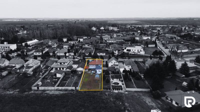 Aerial view of properties - housing in Kráľová pri Senci on Hlavná Street.