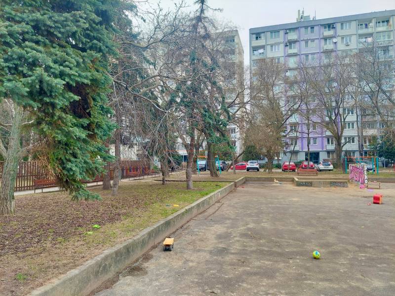 Playground with climbing frames and greenery on Šalviova Street in Bratislava - Ružinov.