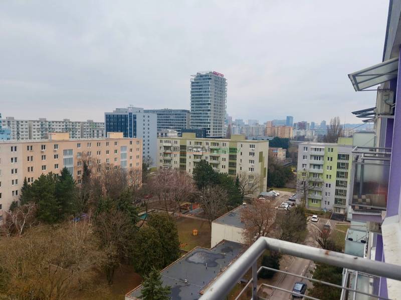 View from the balcony of apartment buildings and greenery in Bratislava - Ružinov, Šalviová.