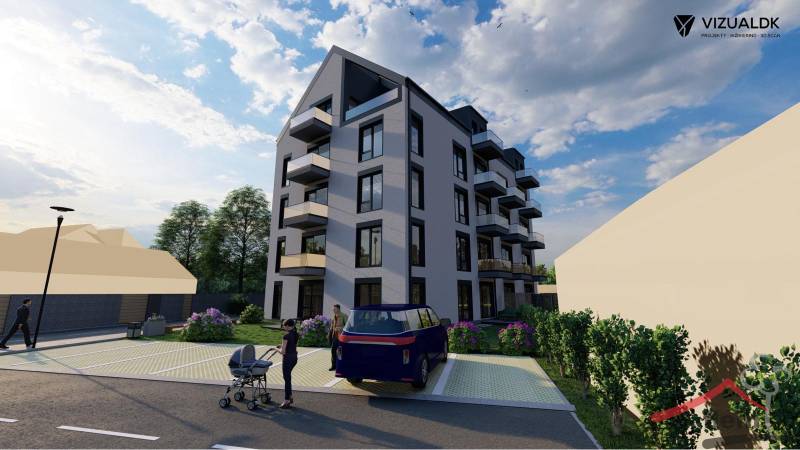 Apartment building with greenery on commercial plots on Moravská Street in Vráble.