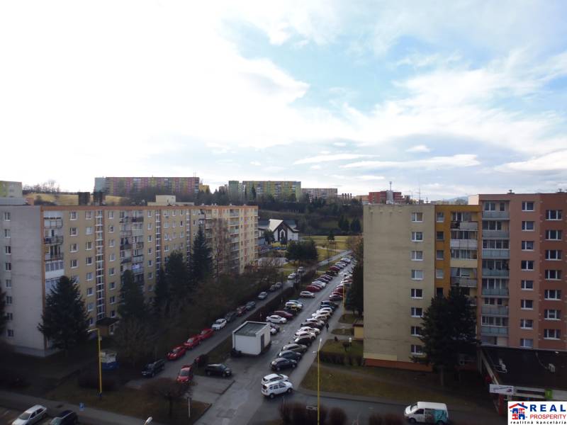 View of a row of apartment buildings on Čergovská Street in Prešov with a 1-bedroom apartment.