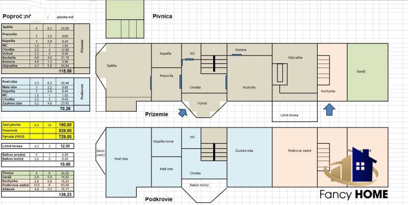 The floor plan of a family house on Mieru Street in Poproč with a floor and attic.