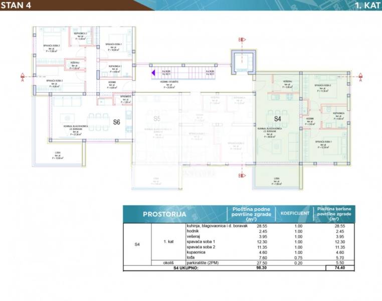 Floor plan of a 3-room apartment with the depiction of rooms and dimensions of individual spaces.