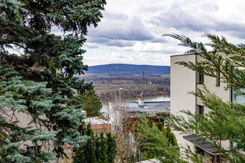 View from a family house on Medzierka in Bratislava - Old Town with a river scene.