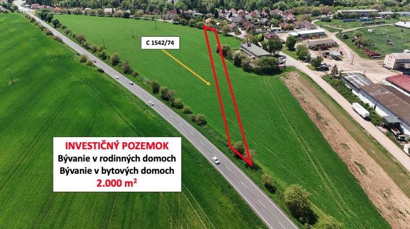 Agricultural and forest land by the road in Blatné suitable for investment housing.