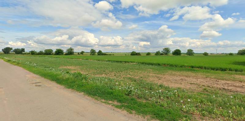 Greenery and cloudy sky on Družstevná Street in Blatné, plots - housing.